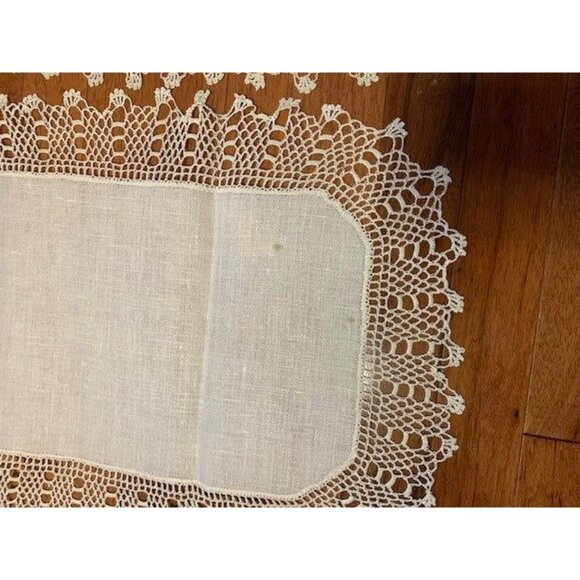 Vintage Handcrafted Linen Table Runners with Crochet Lace Edging - Picture 5 of 5